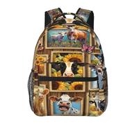 Mochilas con estampado vintage de girasoles y vacas en una granja (15 pulga
