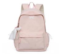 Mochilas con lazos para mujer, bolsa de viaje de gran capacidad, mochilas casuales Y2k con lazo preparado, mochila de nailon para niños, adolescentes y niñas, Pink, 17.32 x 11.81 x 5.91 inches