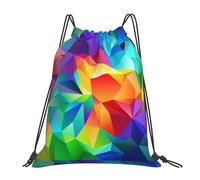 Mochilas Cordón, Arcoíris geométrico Bolsa de Cuerdas Moderno Ajustable Gym Bag para Hombre Acampada Playa 36X42cm