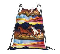Mochilas Cordón, Caballos Corriendo Bolsas de Cuerdas Ligero con cordón Bolsa de Deporte para Nadar Viaje Playa 36X42cm
