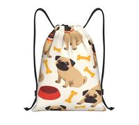 Mochilas Cordón, Lindo Perro Pug Bolsa con Cordón Ajustable Cómodos Bolsa de Deporte para Viaje Adulto Yoga 36X42cm