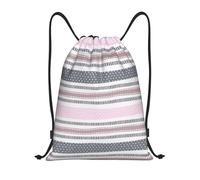 Mochilas Cordón, Rayas Grises Rosas y Lunares Bolsa de Cordón Unisex con cordón Bolsa de Deporte para Vacaciones Viaje Mujer 36X42cm