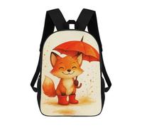 Mochilas De 17 Pulgadas Cute Fox with Umbrella And Boots Mochila Escolar Infantil Impresa En 3D Para Niños De Primaria Y Secundaria
