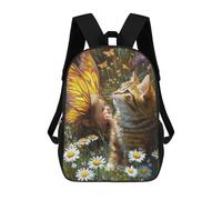 Mochilas De 17 Pulgadas Enchanted Garden with Fairy And Cat -2 Mochila Escolar Infantil Impresa En 3D Para Niños De Primaria Y Secundaria