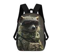 Mochilas De 17 Pulgadas Military Raccoon with Goggles And Camouflage Mochila Escolar Para Niños, Impresa En 3D Para Niños De Primaria Y Secundaria.