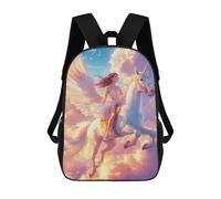 Mochilas De 17 Pulgadas Para Niños, Mochila Escolar Fantasy Unicorn Ride in Clouds Mochila Escolar Impresa En 3D Para Niños De Primaria Y Secundaria