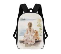 Mochilas De 17 Pulgadas Para Niños, Mochila Escolar Girl And Dog Mochila Escolar Impresa En 3D Para Niños De Primaria Y Secundaria