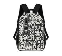 Mochilas De 17 Pulgadas Paris Cityscape Black And White Illustration Mochila Escolar Infantil Impresa En 3D Para Niños De Primaria Y Secundaria