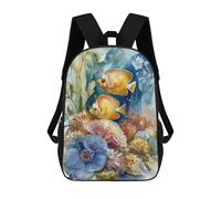 Mochilas De 17 Pulgadas Watercolor Fish And Coral Reef Art Mochila Escolar Para Niños, Impresa En 3D Para Niños De Primaria Y Secundaria.