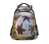 Mochilas de balón de fútbol con la palabra estrella para niños, mochila escolar, mochila para estudiantes, mochila para niños y niñas, bolsa casual, Una pelota de fútbol con la palabra estrella, Talla