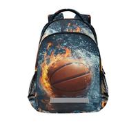 Mochilas de baloncesto con llama de agua para niños, mochila escolar para estudiantes, mochila para libros para niños y niñas, bolsa casual, Llama de agua de baloncest, Talla única