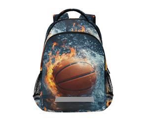 Mochilas de baloncesto con llama de agua para niños, mochila escolar para estudiantes, mochila para libros para niños y niñas, bolsa casual, Llama de agua de baloncest, Talla única