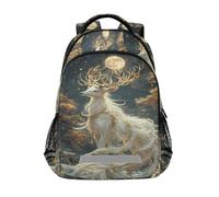 Mochilas de ciervo gigante con ciervo gigante para niños, mochila escolar, mochila para estudiantes, mochila para niños y niñas, bolsa casual, Un ciervo como nieve con ciervo gigante, Talla única