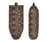 Mochilas de gimnasio con cordón y bolsillos con cremallera, mochila deportiva para hombre, playa, piscina, uso diario, Navidad, color marrón a cuadros de Papá Noel