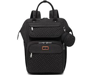 Mochilas de Pañales para Bebé, BabbleRoo bolsas grandes multifunción con cambiador y correas para cochecito y funda para chupete, mochila de viaje unisex para cambiar pañales para mamás y papás, Negro