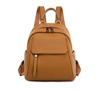 Mochilas de piel sintética para mujer, mochila escolar, mochila universitaria, mochila de viaje de lujo para mujer, Amarillo marrón #grande