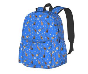 Mochilas de viaje azules con diseño de guitarras hawaianas y ukelele, mochila ligera para portátil, mochila para deportes al aire libre, bolso grande con correa de hombro ajustable, bolsos de mano