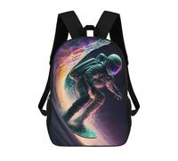 Mochilas De Viaje Lindas Impresas En 3D Astronaut Surfing Cosmic Wave -1 Mochila Escolar Para Niños, Mochila Informal Para Exteriores, Mochilas De Moda Informales Para Niños Para Niñas 17inch