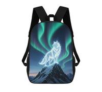 Mochilas De Viaje Lindas Impresas En 3D Aurora Spirit Wolf on Snowy Mountain Mochila Escolar Para Niños, Mochila Informal Para Exteriores, Mochilas De Moda Informales Para Niños Para Niñas 17inch