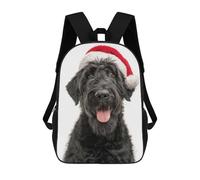 Mochilas De Viaje Lindas Impresas En 3D Black Russian Terrier Dog with Santa Hat Mochila Escolar Para Niños, Mochila Informal Para Exteriores, Mochilas De Moda Informales Para Niños Para Niñas 17inch