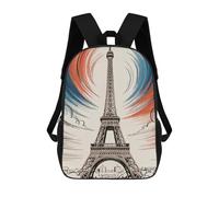 Mochilas De Viaje Lindas Impresas En 3D Eiffel Tower Art with French Colors Mochila Escolar Para Niños, Mochila Informal Para Exteriores, Mochilas De Moda Informales Para Niños Para Niñas 17inch
