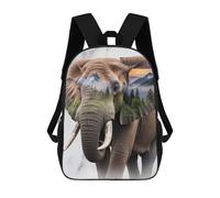 Mochilas De Viaje Lindas Impresas En 3D Elephant Nature Double Exposure Portrait Mochila Escolar Para Niños, Mochila Informal Para Exteriores, Mochilas De Moda Informales Para Niños Para Niñas 17inch