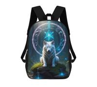 Mochilas De Viaje Lindas Impresas En 3D Enchanted Wolf in Mystic Forest Mochila Escolar Para Niños, Mochila Informal Para Exteriores, Mochilas De Moda Informales Para Niños Para Niñas 17inch