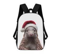 Mochilas De Viaje Lindas Impresas En 3D Festive Pangolin with Santa Hat Mochila Escolar Para Niños, Mochila Informal Para Exteriores, Mochilas De Moda Informales Para Niños Para Niñas 17inch
