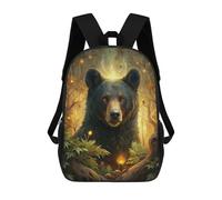 Mochilas De Viaje Lindas Impresas En 3D Mystical Bear in Enchanted Forest Mochila Escolar Para Niños, Mochila Informal Para Exteriores, Mochilas De Moda Informales Para Niños Para Niñas 17inch