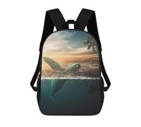 Mochilas De Viaje Lindas Impresas En 3D Ocean's Whisper A Man And A Sea Turtle Mochila Escolar Para Niños, Mochila Informal Para Exteriores, Mochilas De Moda Informales Para Niños Para Niñas 17inch