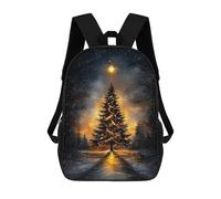 Mochilas De Viaje Lindas Impresas En 3D Starry Night Serenity Illuminated Christmas Tree Mochila Escolar Para Niños, Mochila Informal Para Exteriores, Mochilas De Moda Informales Para Niños Para Niñas