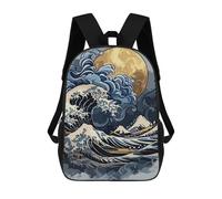 Mochilas De Viaje Lindas Impresas En 3D The Great Wave Kanagawa Inspired Art Mochila Escolar Para Niños, Mochila Informal Para Exteriores, Mochilas De Moda Informales Para Niños Para Niñas 17inch