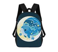 Mochilas De Viaje Lindas Impresas En 3D Whale And Moon Cartoon Illustration Mochila Escolar Para Niños, Mochila Informal Para Exteriores, Mochilas De Moda Informales Para Niños Para Niñas 17inch