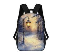 Mochilas De Viaje Lindas Impresas En 3D Winters Glow Lantern Light on A Snowy Path Mochila Escolar Para Niños, Mochila Informal Para Exteriores, Mochilas De Moda Informales Para Niños Para Niñas 17inc