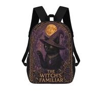 Mochilas De Viaje Lindas Impresas En 3D Witch Familiar Black Cat Fantasy Art Mochila Escolar Para Niños, Mochila Informal Para Exteriores, Mochilas De Moda Informales Para Niños Para Niñas 17inch