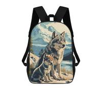 Mochilas De Viaje Lindas Impresas En 3D Wolf And Pup in Mountain Landscape Mochila Escolar Para Niños, Mochila Informal Para Exteriores, Mochilas De Moda Informales Para Niños Para Niñas 17inch