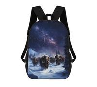 Mochilas De Viaje Lindas Impresas En 3D Woolly Mammoths Under The Night Sky Mochila Escolar Para Niños, Mochila Informal Para Exteriores, Mochilas De Moda Informales Para Niños Para Niñas 17inch