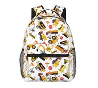 Mochilas Escolares Casual Mochila Escolar Infantil Camiones de construcción Excavadora Retroexcavadora Antirrobo Bolsa para la Escuela para Deportes Juveniles Mujeres 29X40cm
