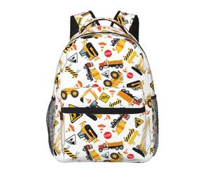 Mochilas Escolares Casual Mochila Escolar Infantil Camiones de construcción Excavadora Retroexcavadora Antirrobo Bolsa para la Escuela para Deportes Juveniles Mujeres 29X40cm