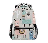 Mochilas escolares con patrón de llama y cactus para niñas y niños, multicolor, Talla única