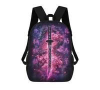Mochilas Escolares Infantiles Impresas En 3D 17inch Sword with Dragon And Flowers Mochila De Viaje Ligera Mochila Para Libros Niños Niños Niñas Mochila Escolar