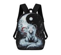 Mochilas Escolares Infantiles Impresas En 3D 17inch Yin And Yang Kitsune Mochila De Viaje Ligera Mochila Para Libros Niños Niños Niñas Mochila Escolar