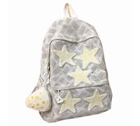 Mochilas escolares Mochilas con estampado de estrellas for niñas, bonita mochila la escuela, libros de secundaria, computadora portátil for mujeres, mochila de gran capacidad útiles escolare(Grey)