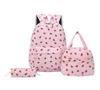 Mochilas escolares para adolescentes y niñas, mochilas ligeras para niños, juego de mochilas escolares con lonchera y estuche para lápices, mochila preppy kawaii, hot pink, Talla única