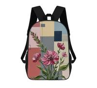 Mochilas Escolares Para Niños Impresas En 3D Abstract Floral Painting with Geometric Background Mochila De Moda Mochila Informal De Viaje Para Niños Mochila De Gran Capacidad Para Niños Y Niñas 17inch