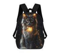 Mochilas Escolares Para Niños Impresas En 3D Golden Glow Maine Coon - Mystical Cat Art - Enchanted Feline Portrait Mochila De Moda Mochila Informal De Viaje Para Niños Mochila De Gran Capacidad Para N