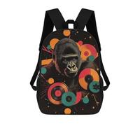 Mochilas Escolares Para Niños Impresas En 3D Gorilla with Records Digital Art Gorilla Urban Jungle Mochila De Moda Mochila Informal De Viaje Para Niños Mochila De Gran Capacidad Para Niños Y Niñas 17