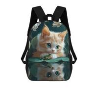Mochilas Escolares Para Niños Impresas En 3D Kitten And Frog on Lily Pad Cornish Rex Cat Mochila De Moda Mochila Informal De Viaje Para Niños Mochila De Gran Capacidad Para Niños Y Niñas 17inch