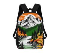 Mochilas Escolares Para Niños Impresas En 3D Mountain Landscape with River And Forest Mochila De Moda Mochila Informal De Viaje Para Niños Mochila De Gran Capacidad Para Niños Y Niñas 17inch