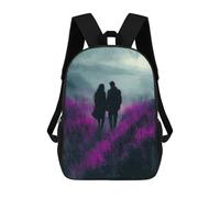 Mochilas Escolares Para Niños Impresas En 3D Romantic Walk Through Lavender Purple Fields in Charcoal Style Mochila De Moda Mochila Informal De Viaje Para Niños Mochila De Gran Capacidad Para Niños Y